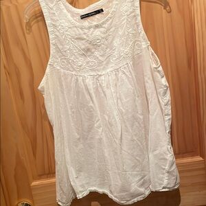 White Embroidered Sleeveless Top